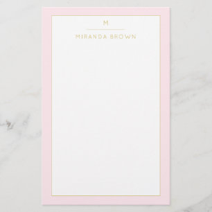 Monogram Elegant Blush Pink Gold Minimalist Classy Briefpapier