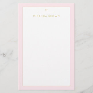 Monogram Elegant Blush Pink Gold Minimalist Classy Briefpapier