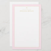 Monogram Elegant Blush Pink Gold Minimalist Classy Briefpapier (Voorkant / Achterkant)