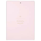 Monogram Elegant Blush Pink Gold Minimalist Classy Klembord (Achterkant)