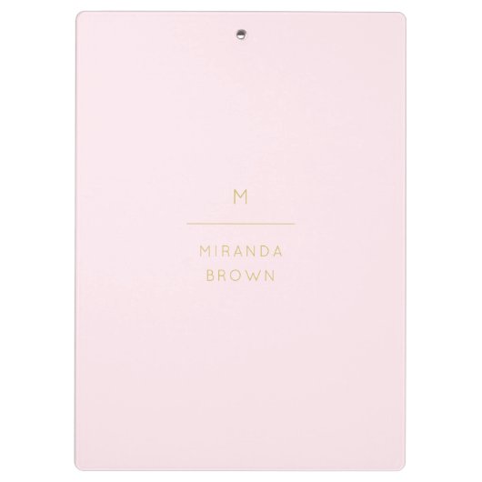 Monogram Elegant Blush Pink Gold Minimalist Classy Klembord (Achterkant)