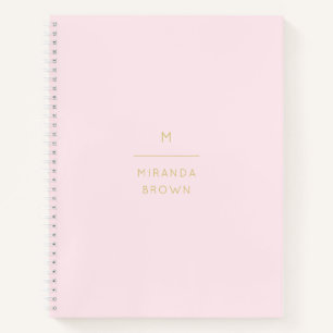 Monogram Elegant Blush Pink Gold Minimalist Classy Notitieboek