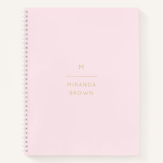 Monogram Elegant Blush Pink Gold Minimalist Classy Notitieboek (Voorkant)