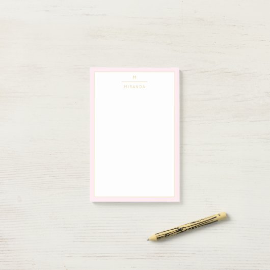 Monogram Elegant Blush Pink Gold Minimalist Classy Post-it® Notes (Op bureau)