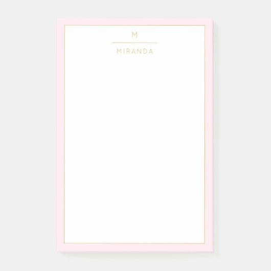 Monogram Elegant Blush Pink Gold Minimalist Classy Post-it® Notes (Voorkant)