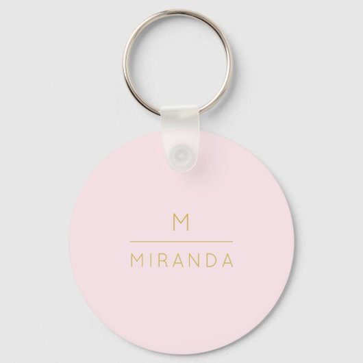 Monogram Elegant Blush Pink Gold Minimalist Classy Sleutelhanger (Voorkant)