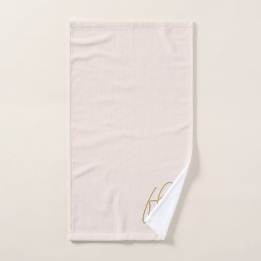 Monogram Elegant Blush Pink Gold Script Stijlvol Bad Handdoek (Handdoek)