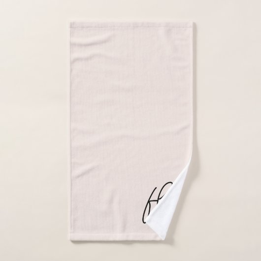 Monogram Elegant Blush Pink Script Chic Stijlvol Bad Handdoek (Handdoek)