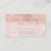 Monogram Elegant Blush Roos Gold Glitter Salon Visitekaartje (Achterkant)