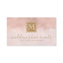 Monogram Elegant Blush Roos Gold Glitter Salon