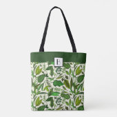 Monogram Elegant Botanical Green Leaves Pattern Tote Bag (Achterkant)