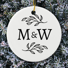 Monogram Elegant Botanisch Keramisch Ornament