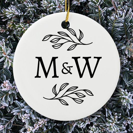 Monogram Elegant Botanisch Keramisch Ornament