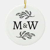 Monogram Elegant Botanisch Keramisch Ornament (Voorkant)
