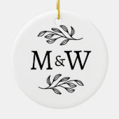 Monogram Elegant Botanisch Keramisch Ornament (Achterkant)
