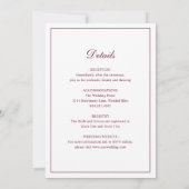 Monogram Elegant Bourgogne in één bruiloft Kaart (Achterkant)