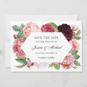 Monogram Elegant Bourgogne Rozen Bruiloft Save The Date (Voorkant)