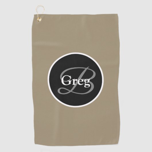 Monogram Elegant Brown Black Golf Towel Golfhanddoek (Voorkant)