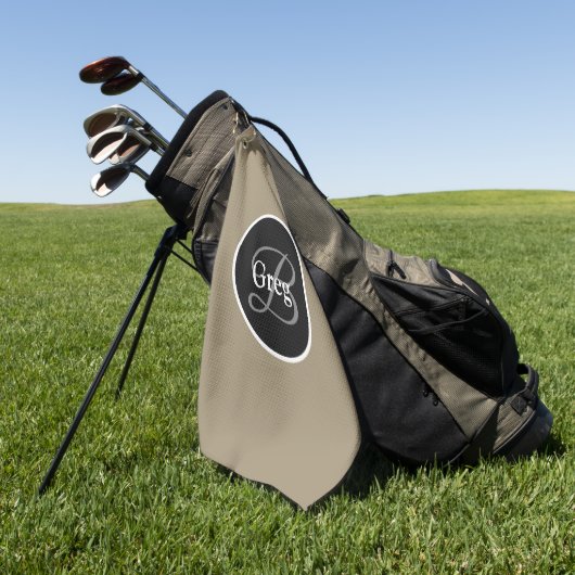 Monogram Elegant Brown Black Golf Towel Golfhanddoek (Groen)