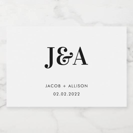 monogram elegant bruiloft gunst bridale partij likeurfles etiket (Enkel label)