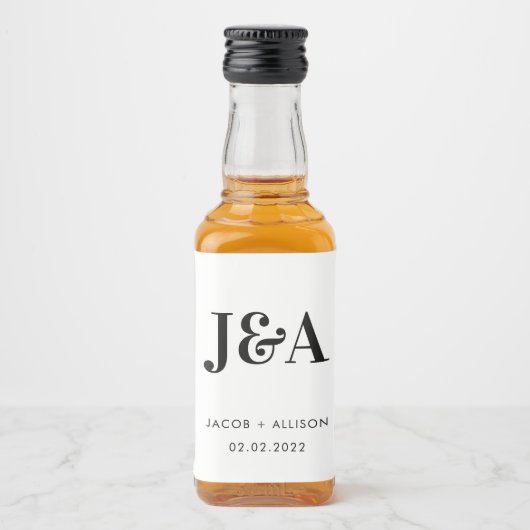 monogram elegant bruiloft gunst bridale partij likeurfles etiket (Voorkant)