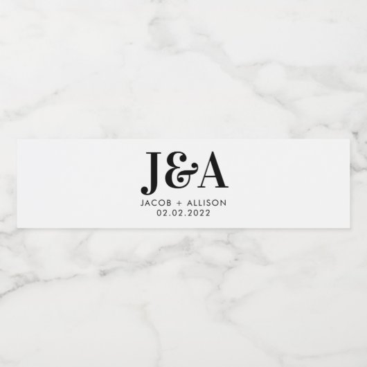 monogram elegant bruiloft gunst bridale partij waterfles etiket (Enkel label)