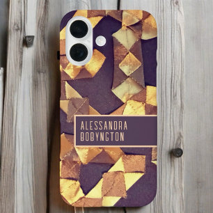 Monogram elegant bruin goud retro  patroon iPhone 16 hoesje