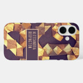 Monogram elegant bruin goud retro patroon Case-Mate iPhone case (Achterkant (horizontaal))