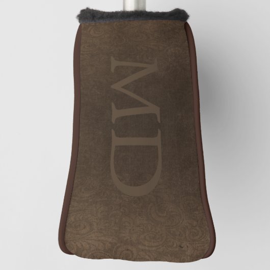 Monogram  elegant bruin leder golfheadcover (Draai 90)
