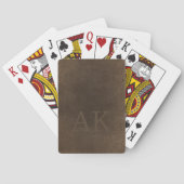 Monogram  elegant bruin leder pokerkaarten (Achterkant)