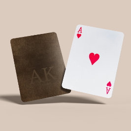 Monogram elegant bruin leder pokerkaarten