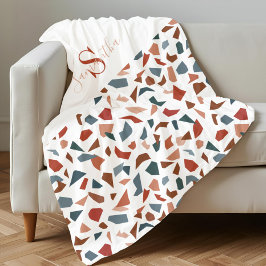 Monogram Elegant Bruin Patroon Fleece Deken