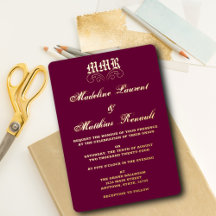 Monogram Elegant Burgundy en Gouden Trouw