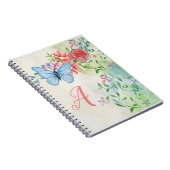 Monogram Elegant Butterfly Colorful Floral Notitieboek (Rechterzijde)