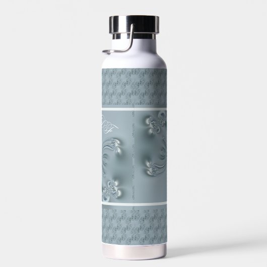  monogram Elegant Butterfly Wings Blauwgroen Waterfles (Rechts)