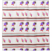 Monogram Elegant Chic Bloem en gestreept Douchegordijn (Voorkant)