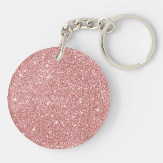 MONOGRAM Elegant Chic Faux Glitter Roos Gold Sleutelhanger (Achterkant)