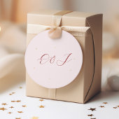 Monogram elegant chic script blush roze bruiloft ronde sticker