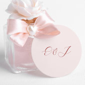 Monogram elegant chic script blush roze bruiloft ronde sticker