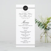 Monogram Elegant Chic Zwarte Stip Schoon Trouw Men Menu (Staand voorkant)