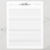 Monogram Elegant Chique Script Naam Stationery Pap (Voorkant)