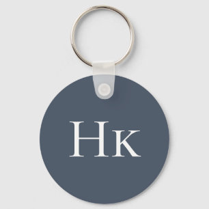 Monogram Elegant Classic Navy Monogrammed Initiaal Sleutelhanger