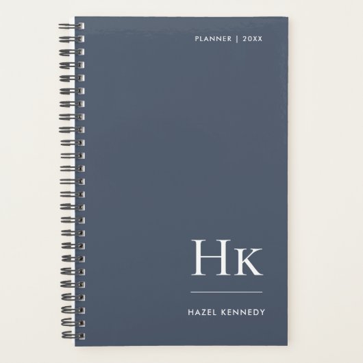 Monogram Elegant Classic Navy White Professional Planner (Voorkant)