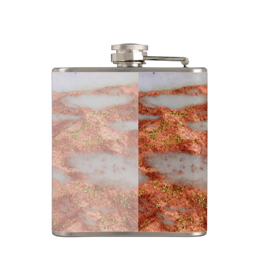 Monogram Elegant Copper Marble Geometric Groomsmen Heupfles (Achterkant)