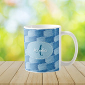 Monogram Elegant Custom Blue Denim Coffee Mug Koffiemok