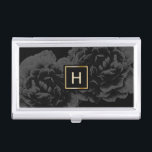 Monogram Elegant Dark Floral Beauty Salon Visitekaarthouder<br><div class="desc">Monogram Elegant Dark Floral Beauty Salon Business Card Holder.</div>