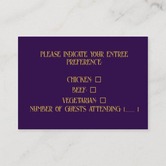 Monogram Elegant Donker Paarse en Gouden RSVP Informatiekaartje (Achterkant)