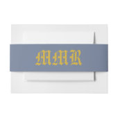 Monogram Elegant Dusty Blue en Gold Uitnodigingen Wikkel (Voorkant Voorbeeld)