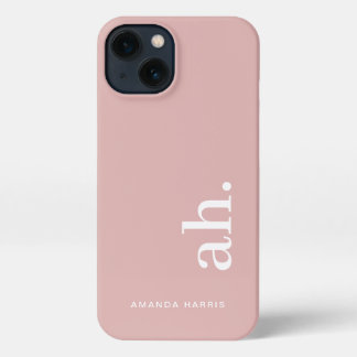 Monogram Elegant Dusty Pink Feminine Minimalist iPhone 13 Hoesje