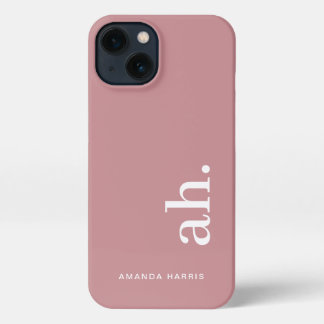 Monogram Elegant Dusty Roos Feminine Minimalist iPhone 13 Hoesje